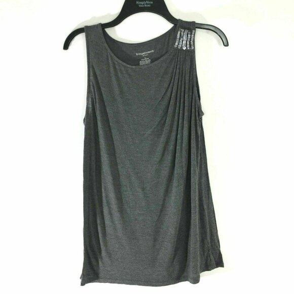 Liz Lange Maternity Tee Shirt Large Tank Top Gray Rhinestones Stretch Tunic - Picture 6 of 6